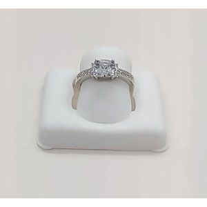 "WSR01" Size 5 Sterling Silver 925 Cushion Clear CZ Anniversary/ Engagement Ring